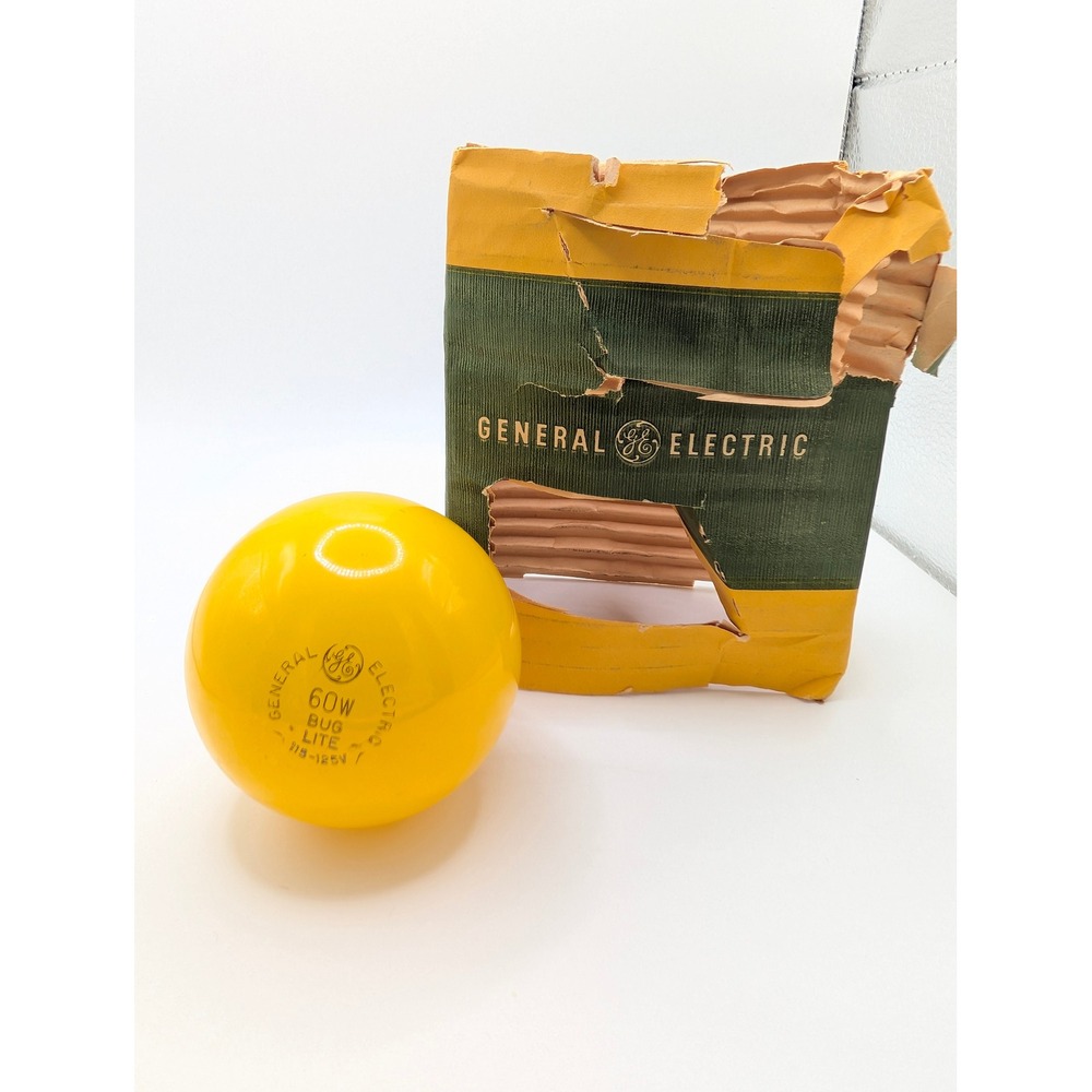 Vintage GE 60W Bug Lite Yellow Incandescent Light Bulb Single with Original Box